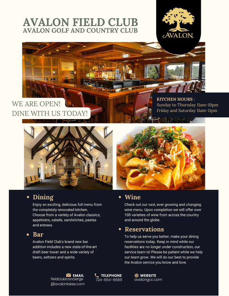 Avalon Field Club We Are Open! Avalon Golf & Country Club